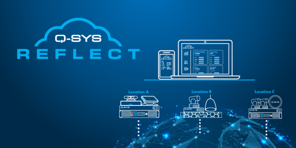 Q-SYS Reflect, monitorización y administración de sistemas Q-SYS en la nube. 